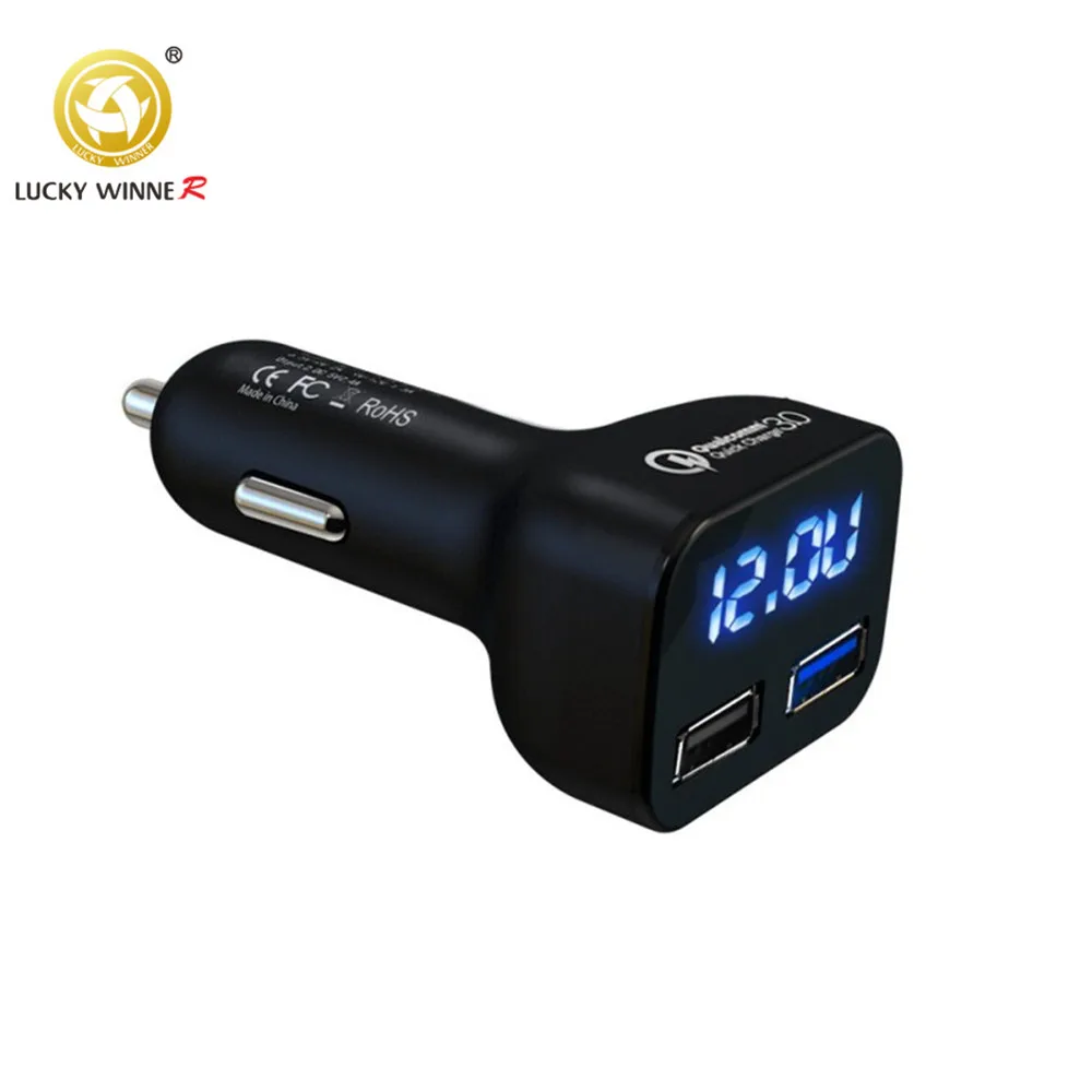 2 USB быстрое автомобильное зарядное устройство Quick Charge 3,0 Автомобильное зарядное устройство адаптер Автомобильное зарядное устройство для мобильного телефона+ Автомобильное напряжение раннее предупреждение - Название цвета: Quick Charge 3.0