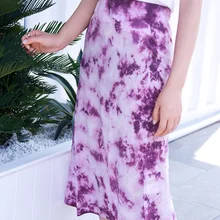 Женская шелковая юбка миди с цветочным принтом и эластичной резинкой на талии