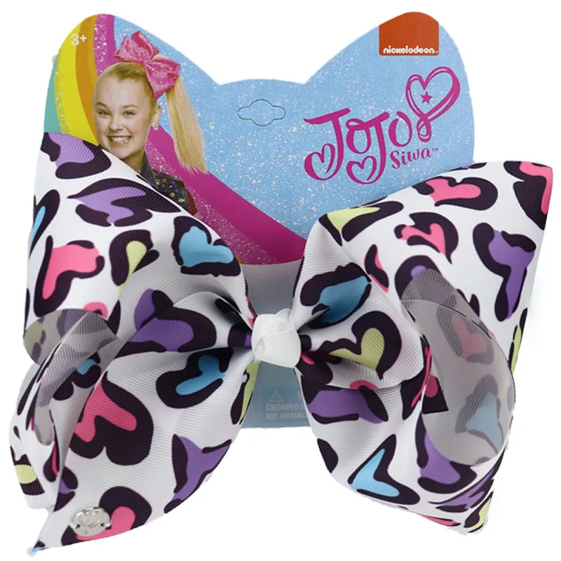 8&quot JoJo Siwa Bows Leopard Hairgrips Grosgrain Bow-knot Hairpin Ribbon Kids Fashion Hair Clip Party Accessories for Girls |