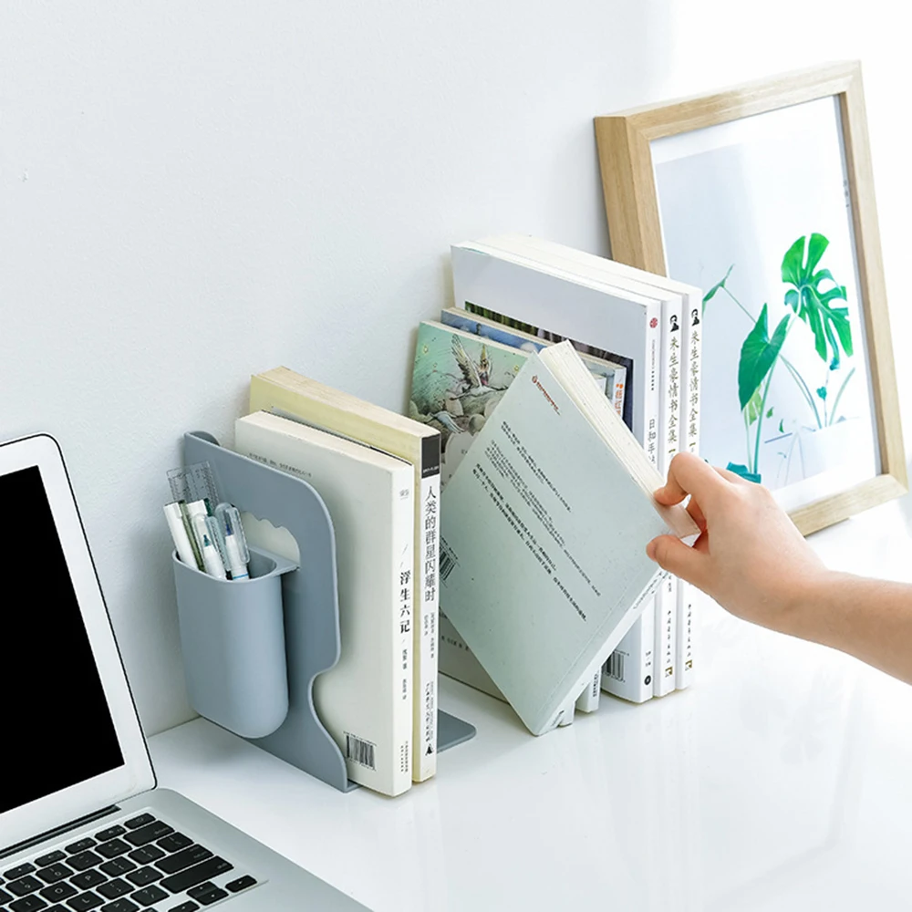 Retractable Bookends For Shelves Book Support Stand Bookshelf With Pen Holder Adjustable Rack Folder Stoppers | Канцтовары для