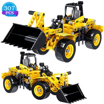 

302pcs Technic Transport Model Tire-type Shovel Assembly Building Blocks Car Auxiliary Compatible Toys Children Christmas Gifts