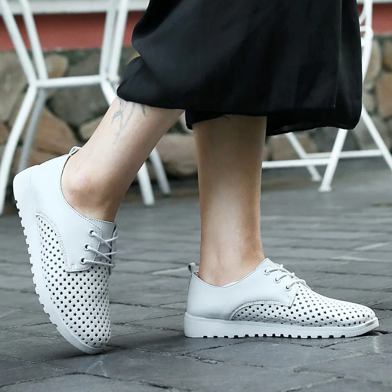 

Summer Korean-style Summer New Style Hollow out Lace-up White Shoes Student Flat Sports Footwear Shoes Fashion Shoes
