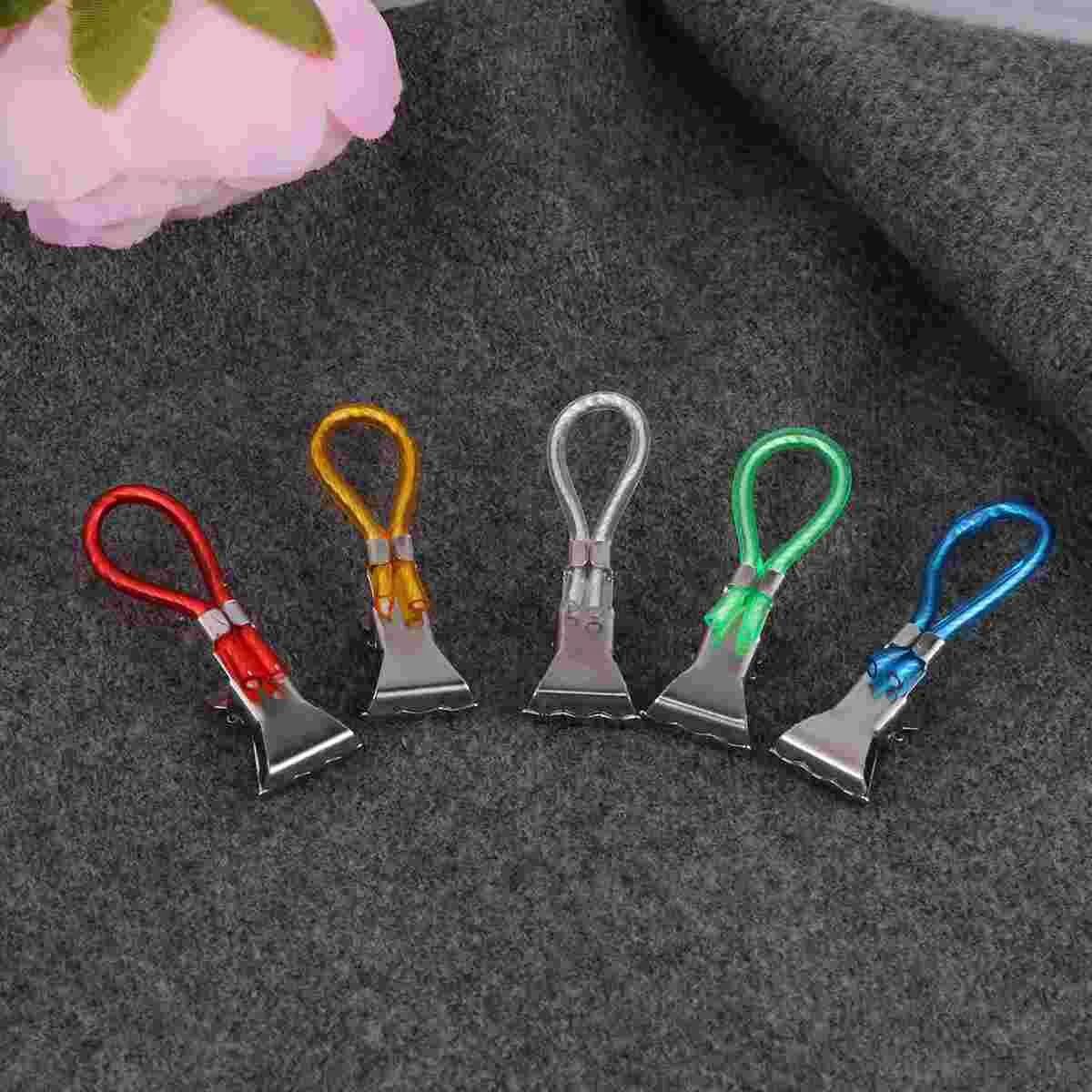 Metal Towel Clip Bath Beach Plastic Colored Ropeset5pcsmulticolor 【通販