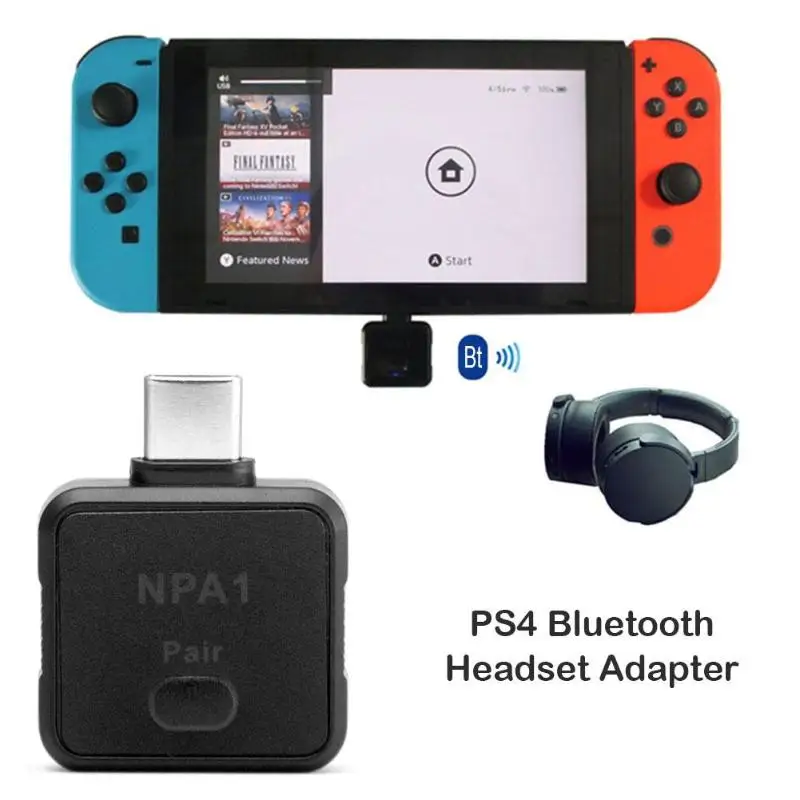 Игровая гарнитура аудио адаптер низкая задержка Тип C Bluetooth передатчик для NS PS4 компактный и портативный носить удобно