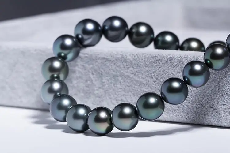 

HUGE 18"12-15MM NATURAL SOUTH SEA GENUINE BLACK ROUND PEARL NECKLACE 14K