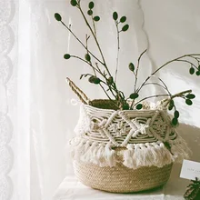 Seagrass белая корзина для украшения белья плетеная корзина подарочная корзина кисточка ручной работы ваза Рождественская корзина angelacoco