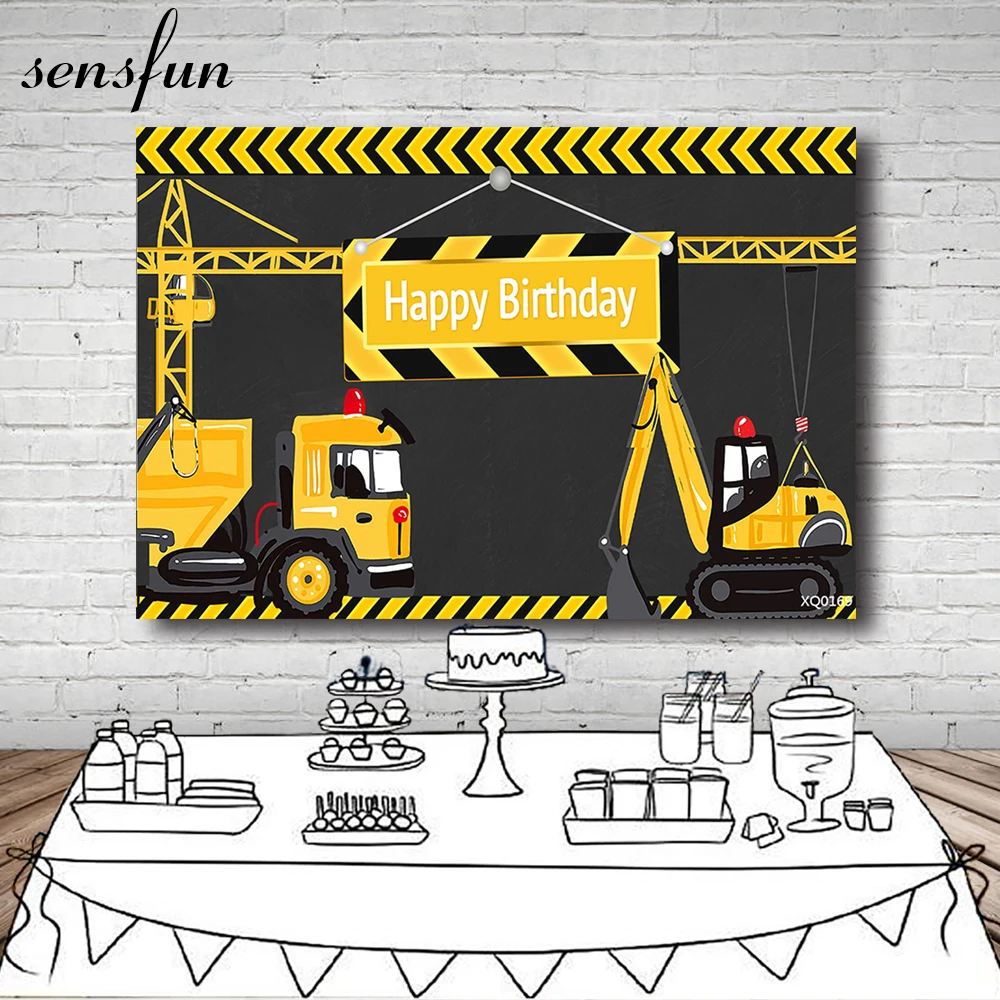 Sensfun черно желтые вечерние ны для фотостудии грузовик Мальчики День Рождения