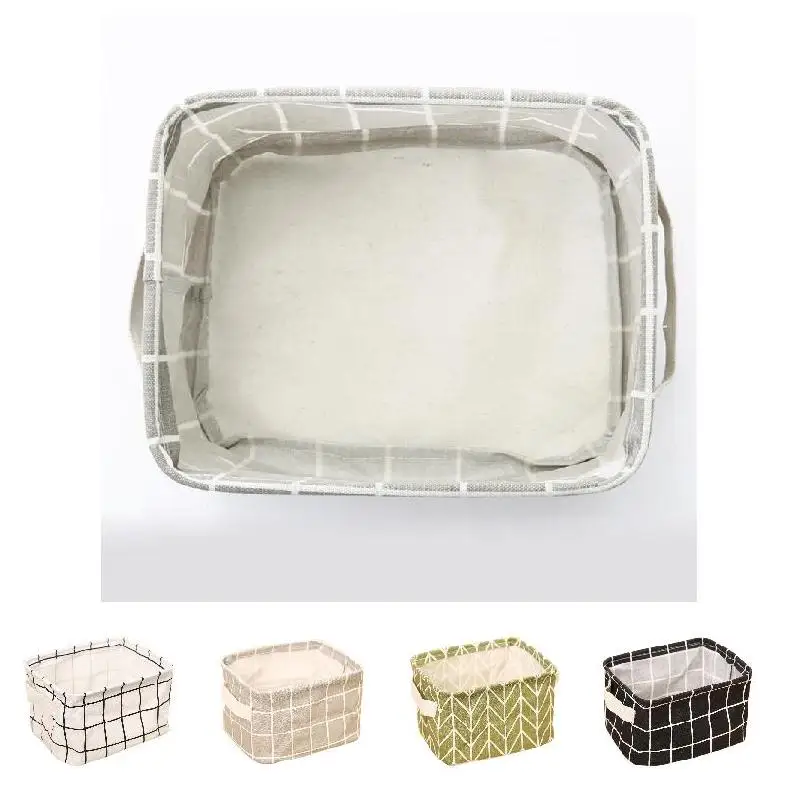 Geometry Pattern Desk Storage Box Cotton Linen Organizer Basket Foldable Cosmetic Case OCT998