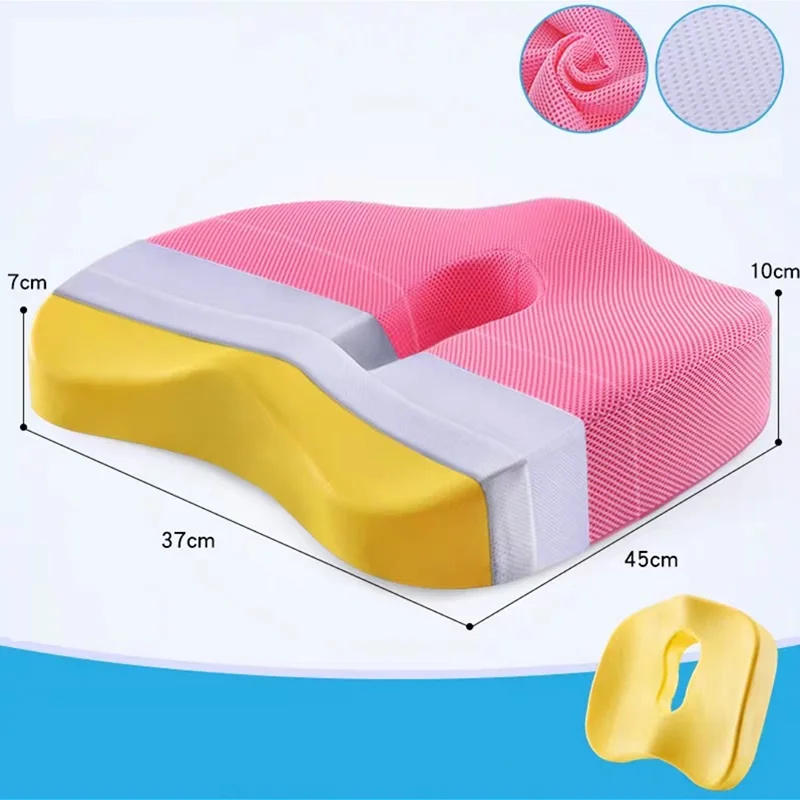 3D сетка Женская подушка для копчика анти-давление Подушка для стула пены памяти подушка авто сиденье офисное кресло беременных фижмы - Название цвета: Розовый