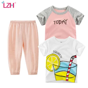 

Summer Girls Clothes 2020 Children Clothing Casual Print T-shirts+Pants Three-piece Sets Kids Outfits Fashion Boys Sport Suit