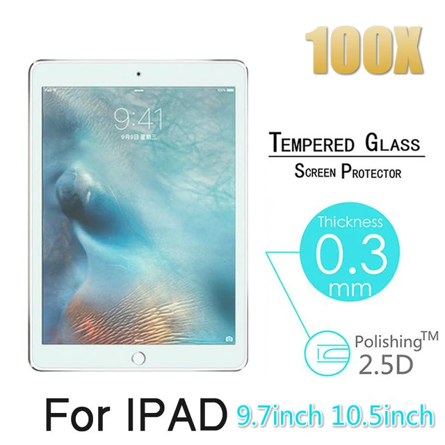 100pcs 2.5D 0.3mm 9H Tempered Glass for Apple Ipad 5 6 Air 1 2 Pro New 9.7 10.5 Mini 3 4 Screen Protector Protective Film | Компьютеры и