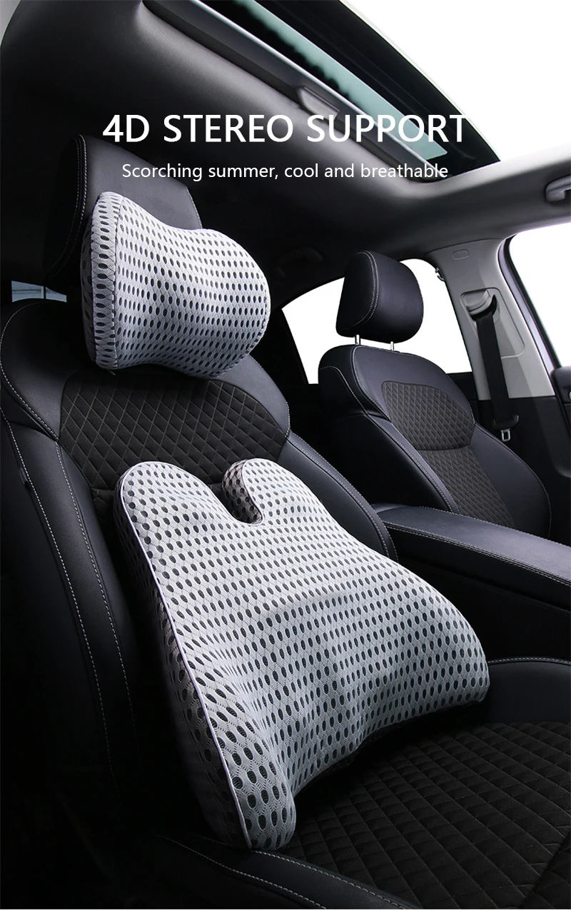 Car Headrest Neck Pillow Support Universal Soft Neck Pillows Cushion Memory Foam Lumbar Pillow Back Support Interior Automotive