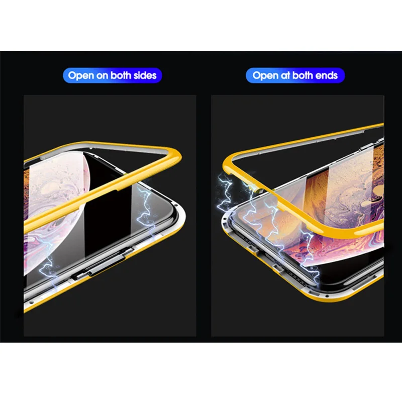 Магнитный адсорбционный чехол ярких цветов 360 на для iPhone 11 Pro MAX чехол из закаленного стекла для iPhone XS MAX XR X 7 8 Plus чехол на для айфон 11 Pro Max X XR XS MAX 7 8 плюс