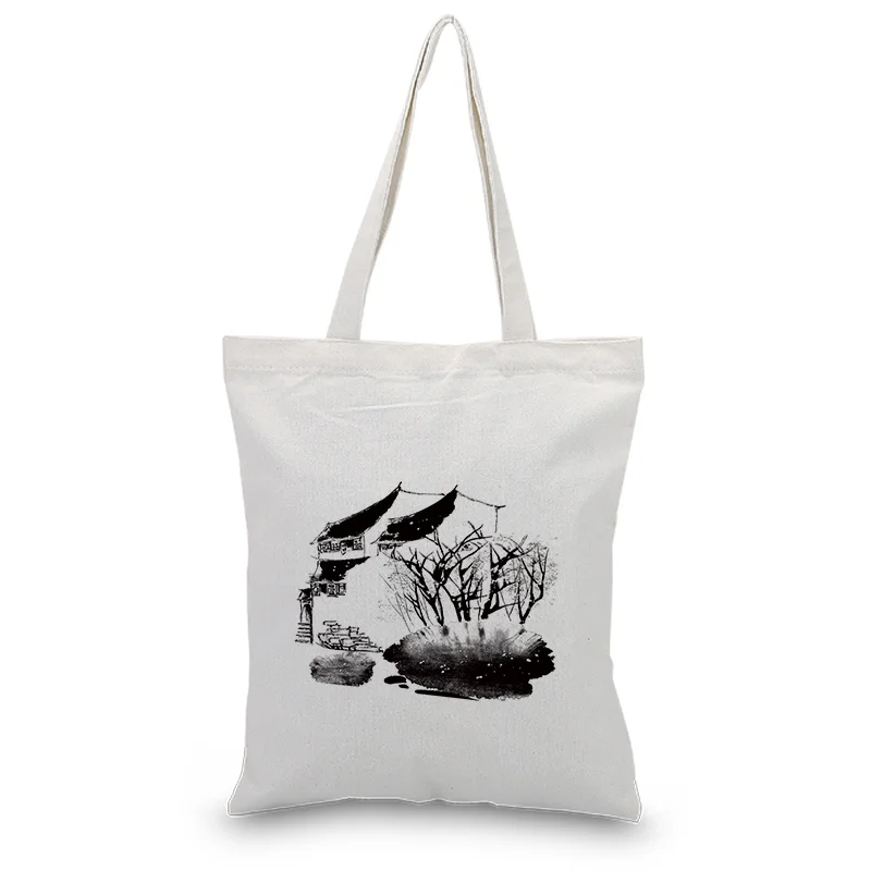 

Canvas Tote Bag ink draw Daily Use DIY Custom Print Logo Eco Ecologicas Reusable Shopping Bag Recycle