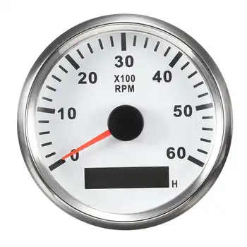 

IP67 Boat Tachometer Marine Tacho Meter Gauge LCD Hourmeter 0-6000 RPM 85mm Car Tachometer 12V/24V White Black