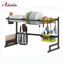 Над раковиной Подставка-сушилка для посуды держатель черный из нержавеющей стали кухонная стойка для раковины сушилка для посуды кухонные принадлежности