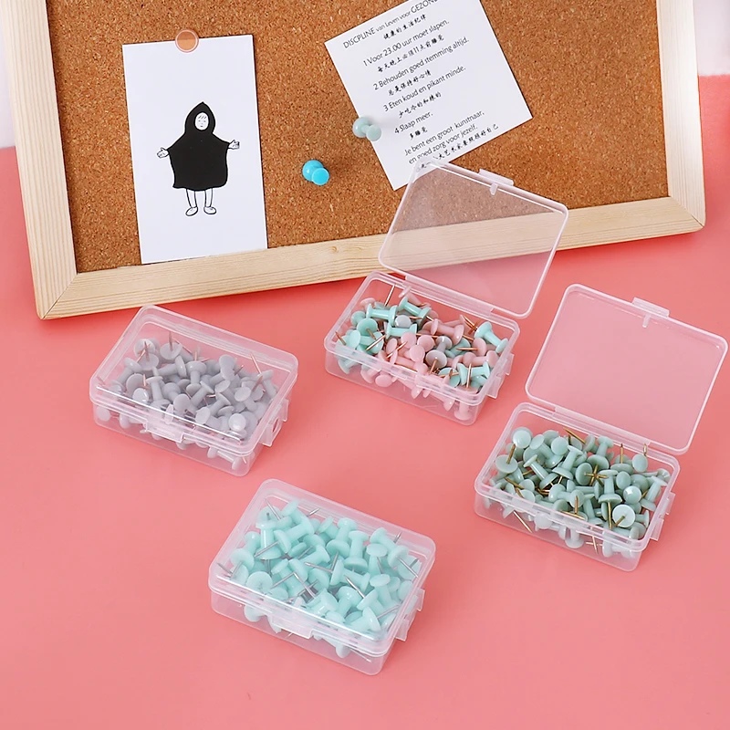 50pcs/box Colored Push Pins Thumb Thumbtack Board Pins Drawing Photo Wall Studs Office School Supplies Green Pink