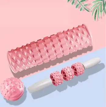 

3Pcs EVA Yoga Foam Roller Yoga Column Fitness Pilates blocks Train Gym Massage Grid Trigger Point Therapy Physio Exercise Pink