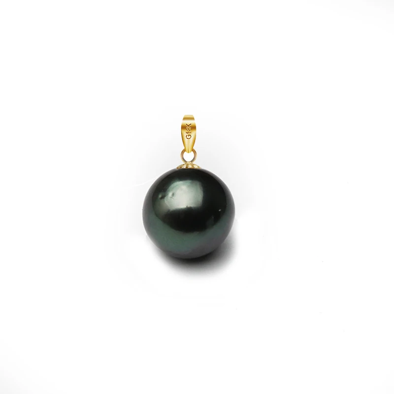 Real Natural Black Tahitia Pearl Jewelry Women,18k Gold Pendant Without Chain AA+ Grade Birthday Gift