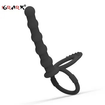 Double Penetration Vibrators Penis Strapon Dildo Vibrator Sex Toys For Women Man Strap On Penis Anal Beads Plug Adult Massager 2