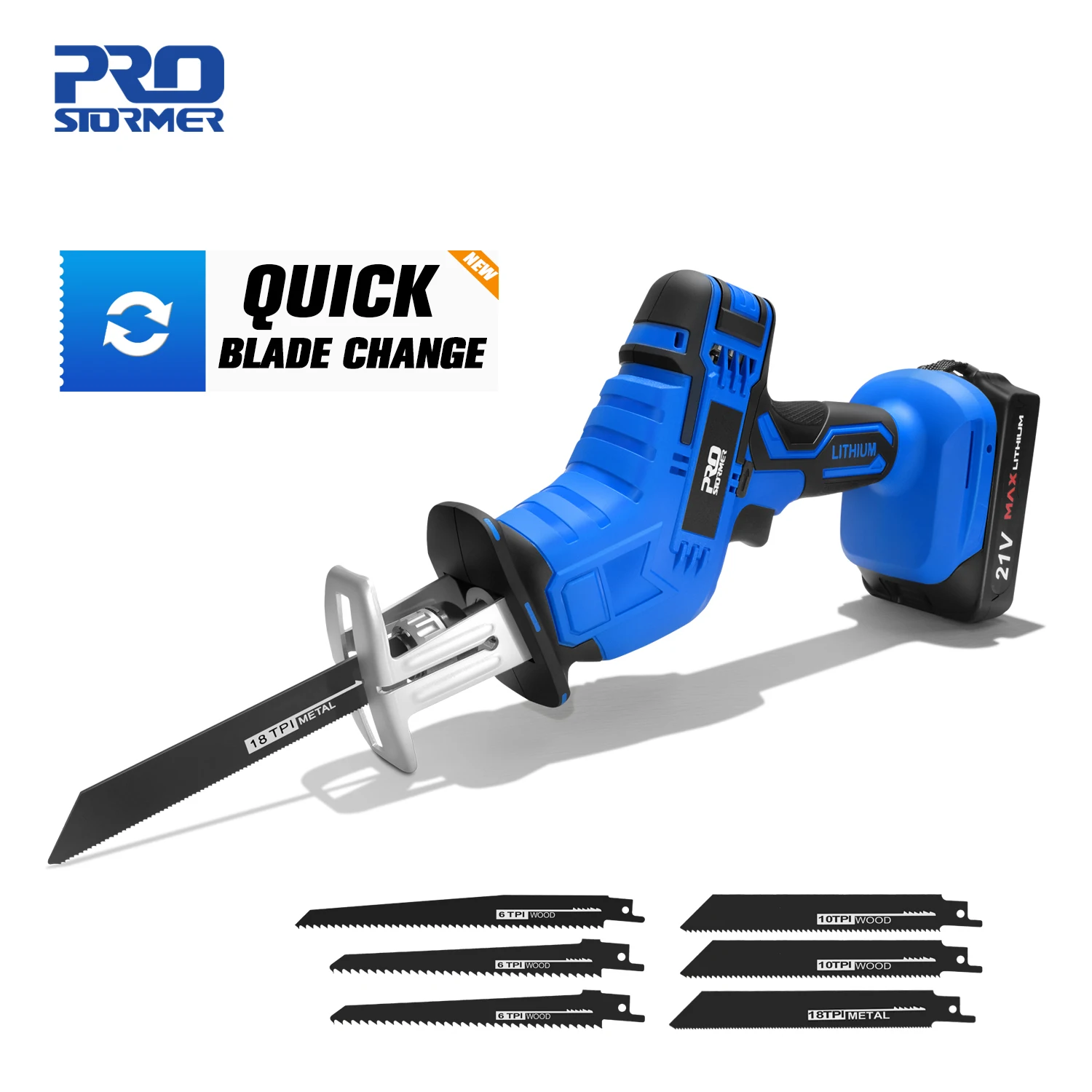 Cordless Reciprocating Saw 21V Adjustable Speed Chainsaw Wood Metal PVC Pipe Cutting Reciprocating Saw Power Tool By PROSTORMER|Electric Saws| -…