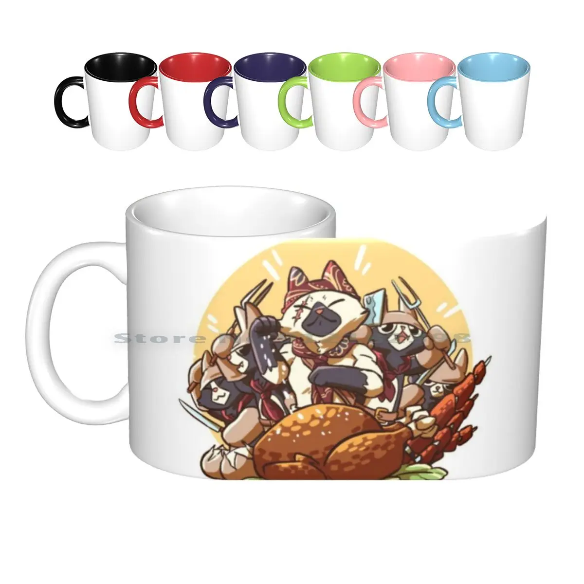 Meowscular Chef Bae Tazze In Ceramica Tazze Da Caffè Tazza Da Tè Al Latte Monsterhunter Monster Hunter World Monster Hunter World Palico