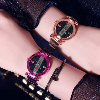 

Hot Sale Gold Watch Women Magnet Buckle Starry Sky Wrist Watch Luxury Ladies Stainless Steel Quartz Watch Clock Relogio Feminino