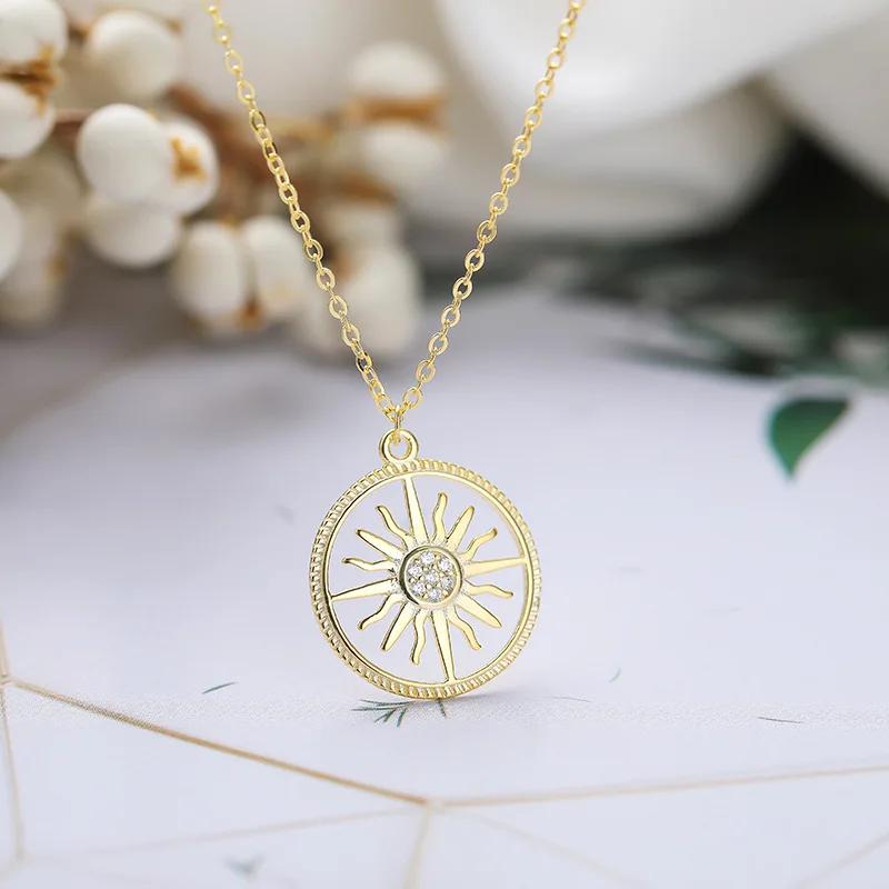 Вечный чудо 925 Серебряный Цирконий Sunburst колье для женщин ювелирные изделия Топ панк готический Ins цепи Wicca подарок 9524