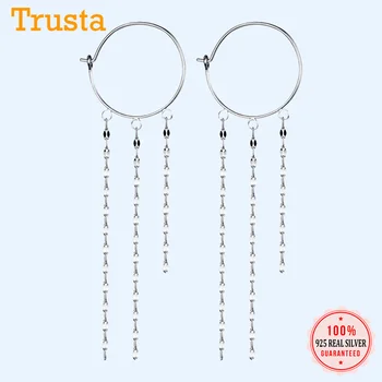 

Trustdavis Fashion Genuine 925 Sterling Silver Charms Tassel Hoop Earrings For Women Silver Sterling-silver-jewelry Gift DA546