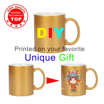 

DIY Photo Yellow pearl Mug Color change hot water show image Logo Magic Mugs coffee cup customize picture gift Souvenir