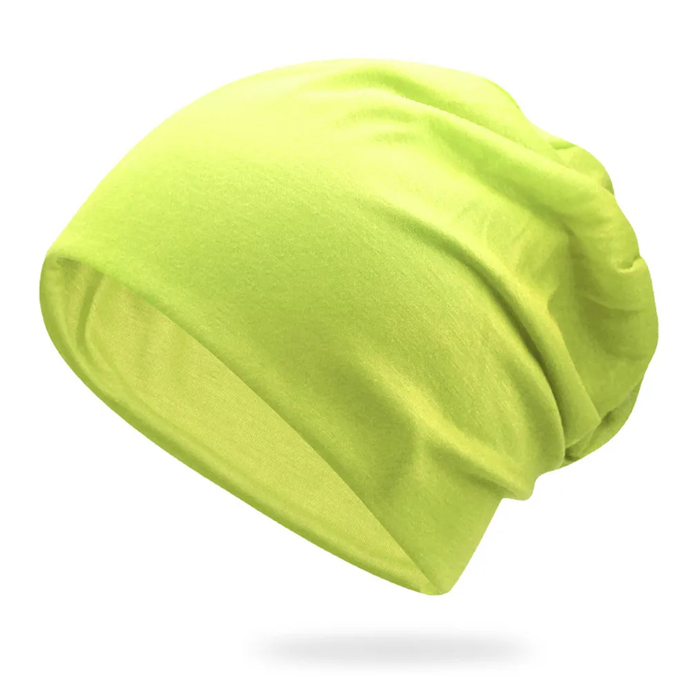 New Fashion Summer Women Men Stylish Beanie Hat Autumn Male Thin Soft Solid Color Stretch Cap Gorra Hombre 16 - Color: Fluorescence Yellow