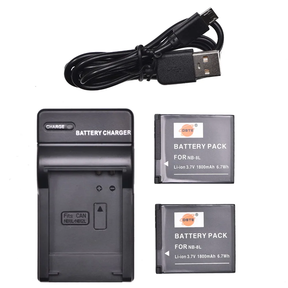 2Battery1USBCharger 2 шт. 1800 мАч 3,7 V NB-8L NB8L NP DSTE батарея камеры DSLR Зарядное устройство зум-объектив для Canon PowerShot A3200 A2200 A3100 A3000 является A3001 является - Цвет: 2Battery1USBCharger