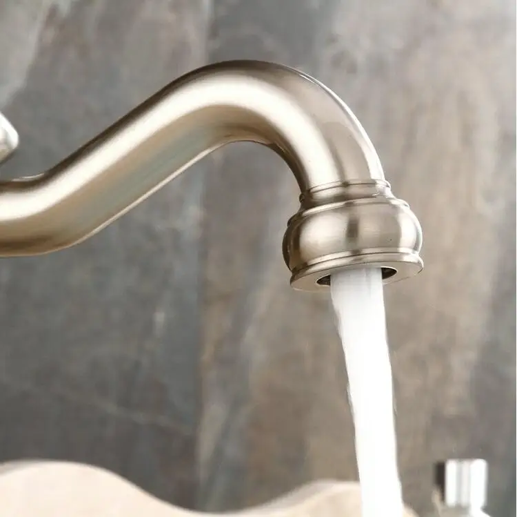Vidric nickel brushed brass single lever hot and cold bathroom sink faucet basin tap