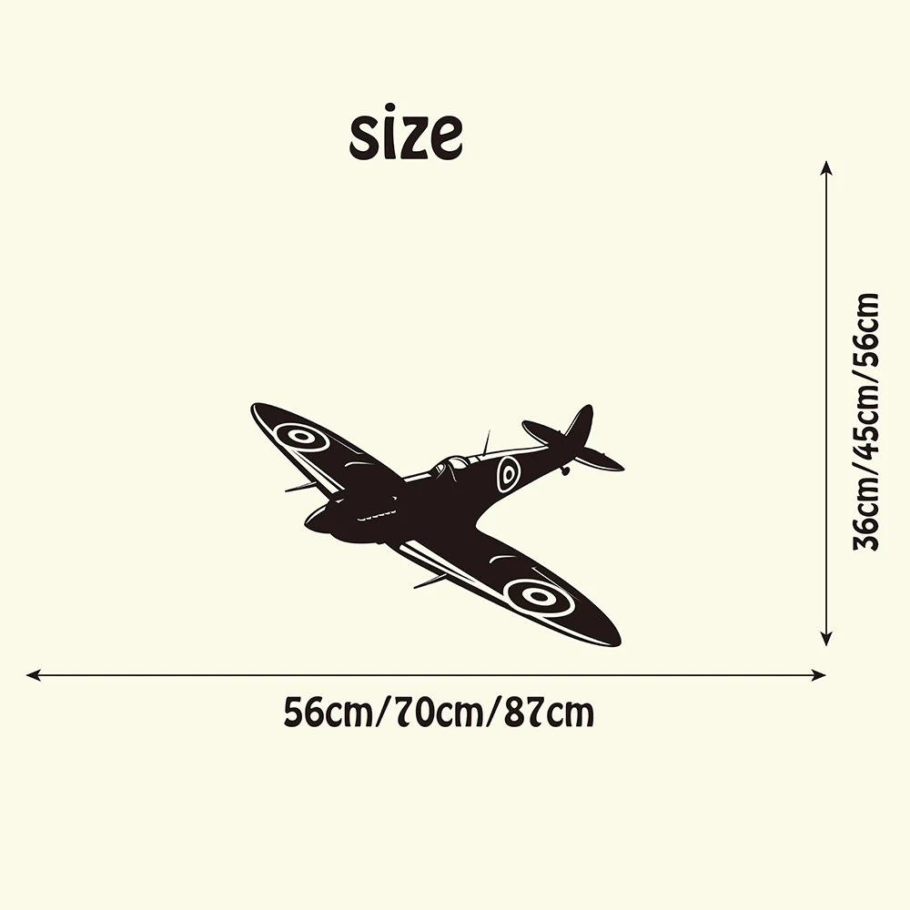 Spitfire Jet  Wall Decal Kids Room British Fighter WW2 Aircraft Plane Airplane Biplane Wall Sticker Military Vinyl Bedroom Decor (1)