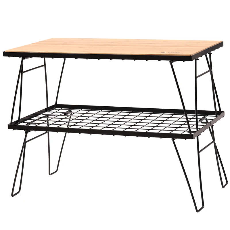 

Outdoor Camping BBQ Table Portable Foldable Double-layer Grill Shelf for Camping Dining table Barbecue Picnic Table