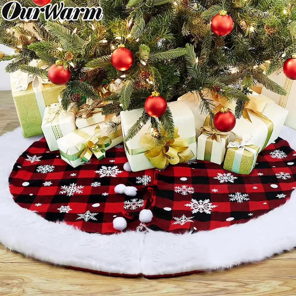 Рождественская юбка в клетку из искусственного меха OurWarm 122 см с белыми