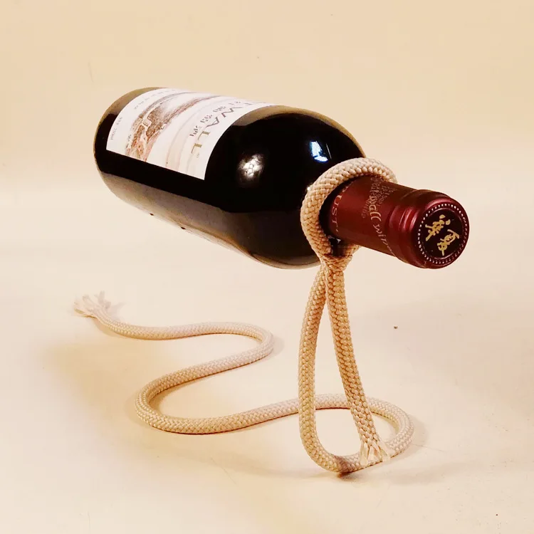 

Creative Craft Chain Wine Rack Magic 3D Suspended Alcohol Bottle Holder White Rope Wine Bottle Holder Practical Home Kitchen Bar