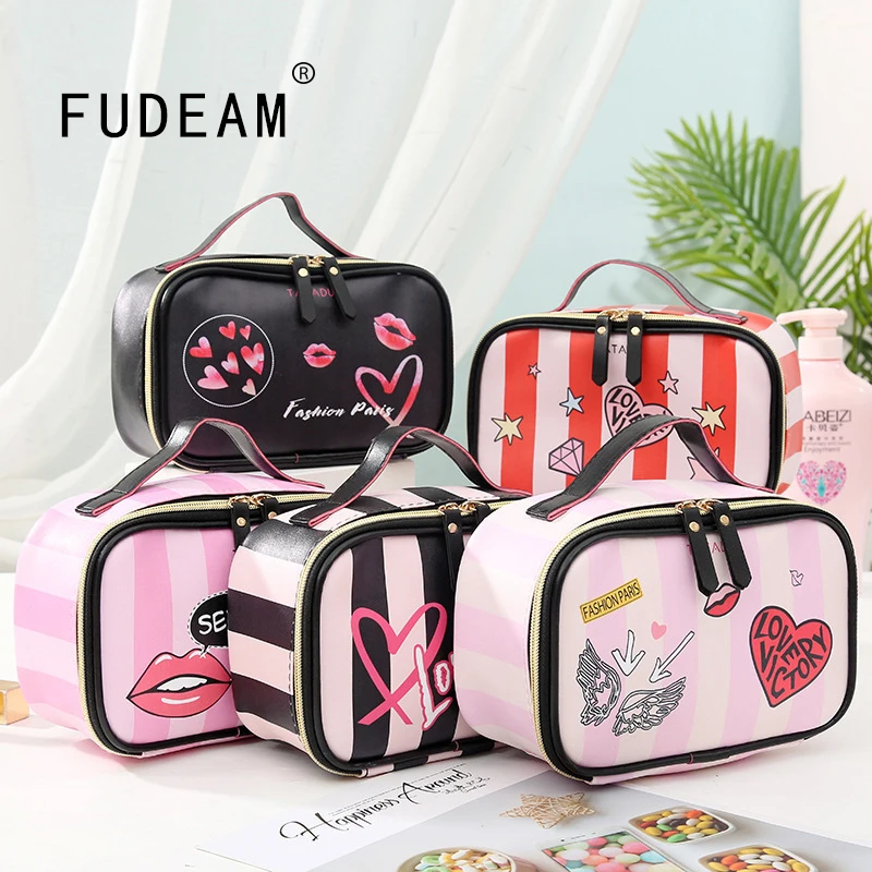 Handbag Makeup-Case Cosmetic-Bag Organize Toiletry-Storage Travel Female FUDEAM Multifunction