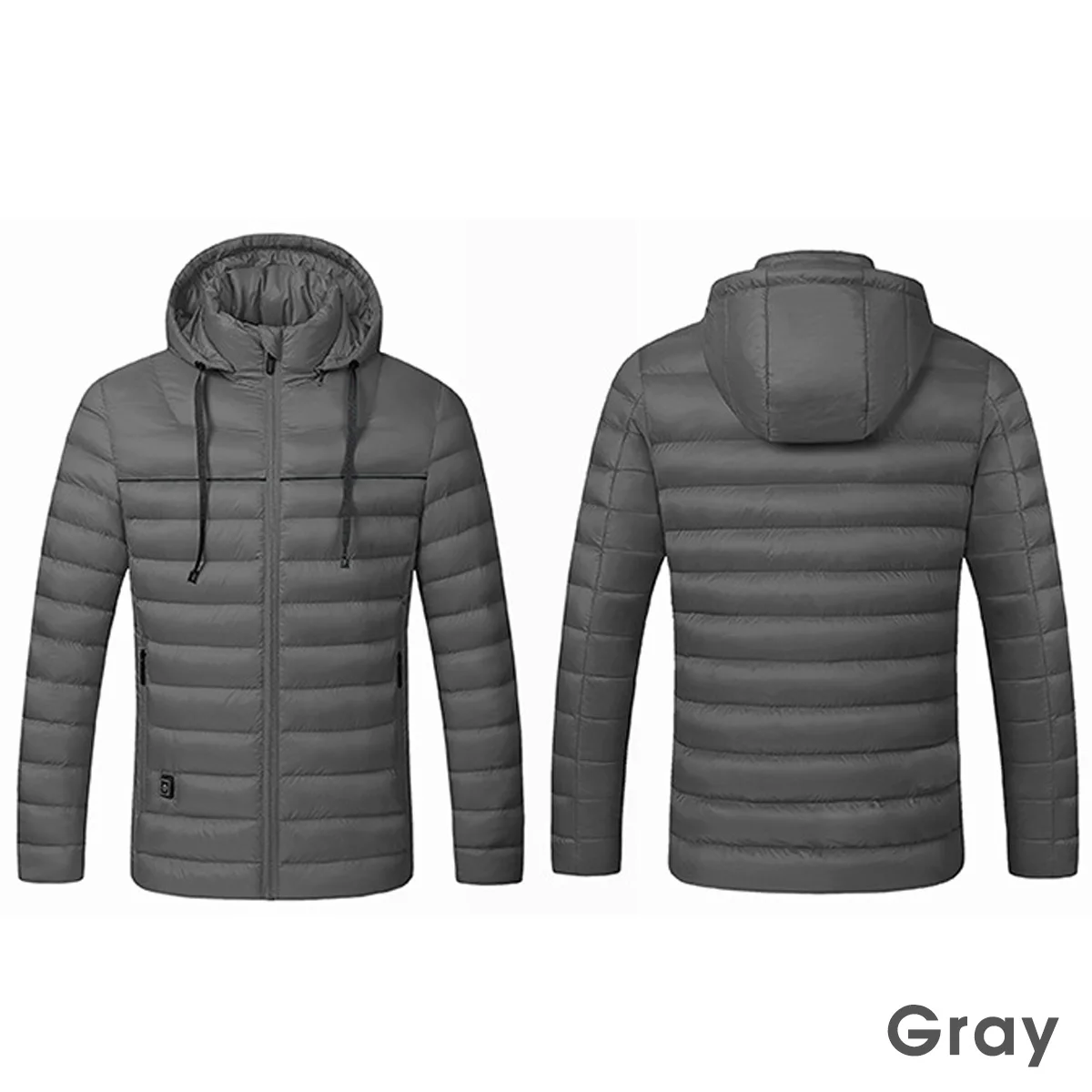 Hiking Heating Jacket Men Women Hooded Down Jacket USB Carbon Fiber Heating Pad Long Sleeves Coat Winter Thermal Clothing - Цвет: Серый