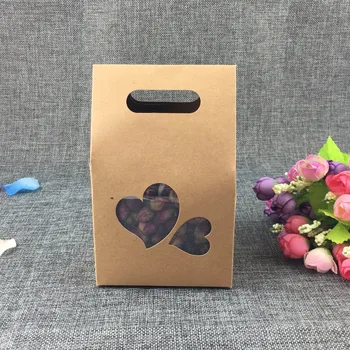 

30pcs10*6*16cm wedding kraft paper gift bags/boxes Paper brown stand up window for wedding/Gift/Jewelry/Food/Candy Packing Bags