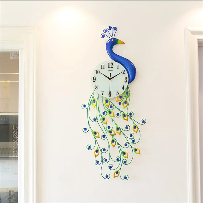 

Modern Decor Peacock Wall Clock Creative Wrought Iron Decorative Clocks Living Room Clock Wall Clock Quartz Clock Shabby Chic