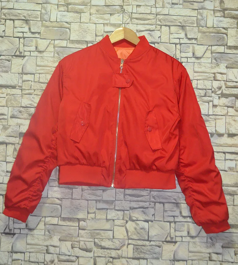 

2019 Autumn Coat Red Two-sided Wear Cotton-padded Jacket Coat Padded Baseball Suit Women Zipper O-Neck Full Coat Women Jackets