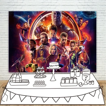 

Photography Background Avengers Infinity War Superhero Theme Birthday Party Backdrop Outspace Scene Background for Photo Studio