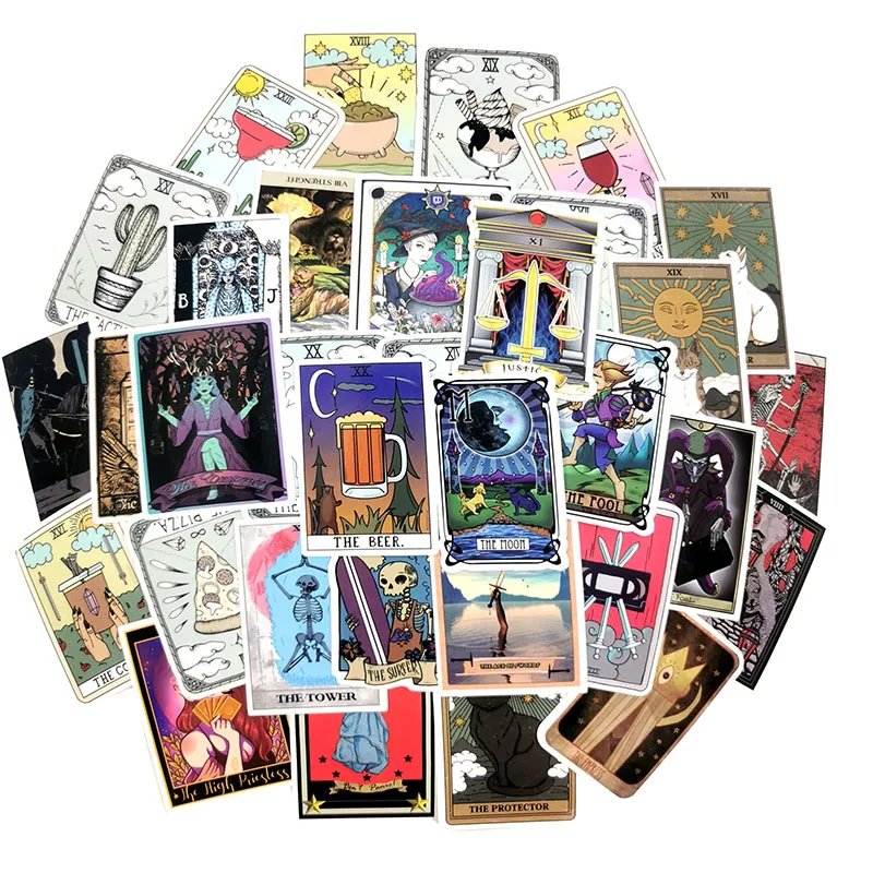 Новые 50 шт. Tarot divination забавные наклейки водонепроницаемые наклейки для DIY декора для украшения автомобиля, мотоцикла телефона ноутбука