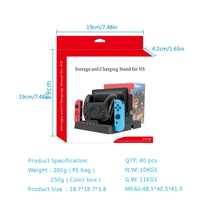 

Charging Stand Game Controller Charger Disc Storage Rack for Switch Pro 203A