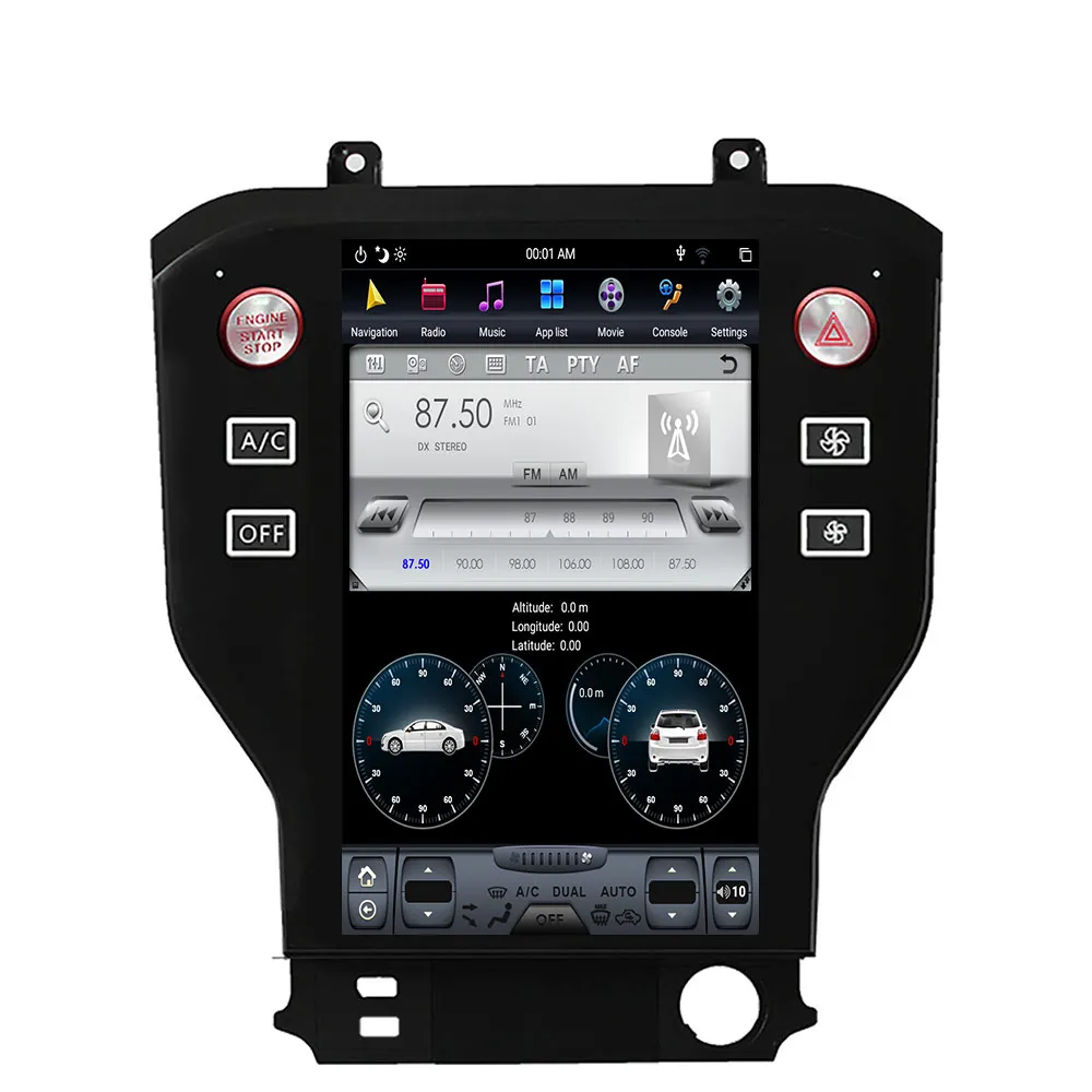 4G 64G PX6 Android 9.0 Car Radio Tesla Vertical Screen for Ford Mustang- Audio Player In-dash Carplay GPS Navigation