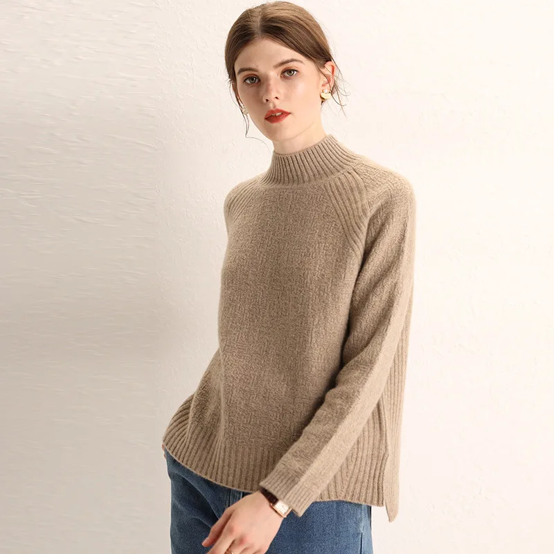 Осеннее и зимнее Новое Стильное женское нижнее белье из чистого горного кашемира свитер пуловер с высоким воротником толстый свитер