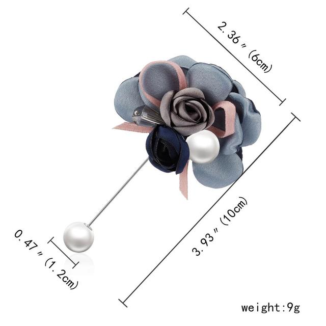 Cloth Art Pearl Fabric Flower Brooch Pin Rose Flower Bowknot Leaf Crystal Bead Cardigan Shirt Shawl Pin Coat Badge Jewelr