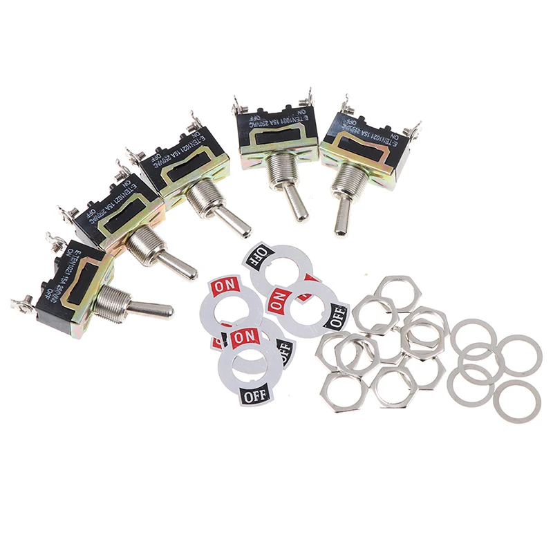 5 шт. 15A 250V SPST 2Pin Сверхмощный автомобиль Лодка вкл/выкл тумблер