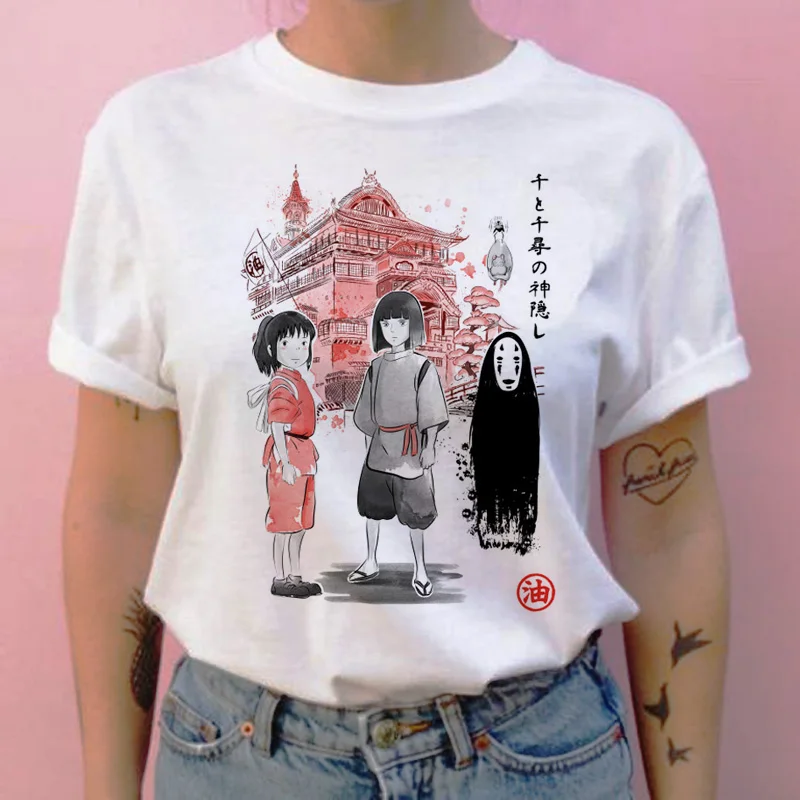 Totoro/женская футболка с рисунком из мультфильма «Унесенные призраками Тоторо», Новая графическая женская футболка с изображением японского ульцзанга, одежда, футболка, топы, футболки tumblr - Цвет: 758